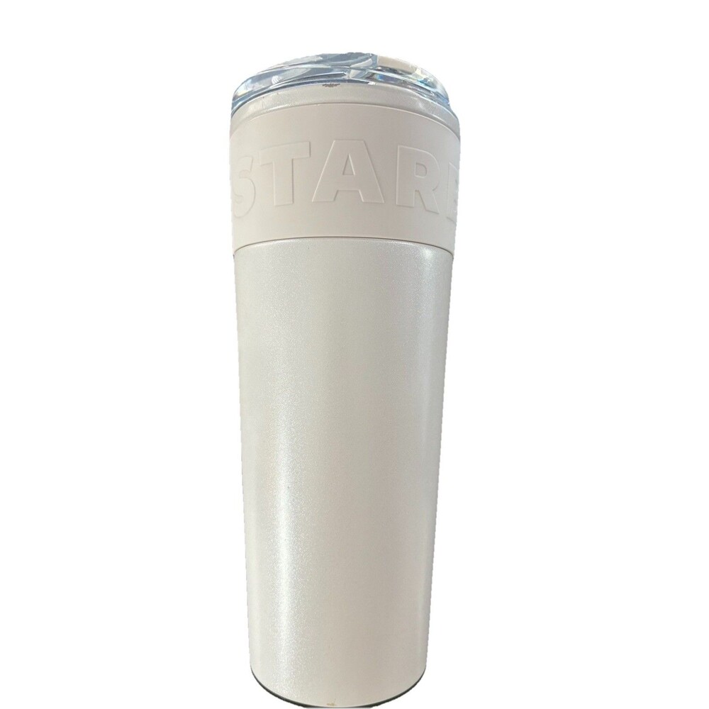 Starbucks White 24 oz Insulated Metal Travel Tumbler w/ Drink-Through Lid